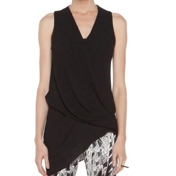 Helmut Lang Tops - Helmut Lang Overlap Spliced Top Asymmetrical Sleeveless Tunic Black L
